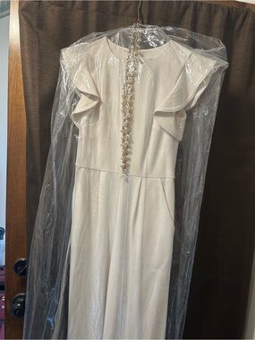 Girls' Cream Ruffle-Sleeve Dress - Elegant Occasion Wear